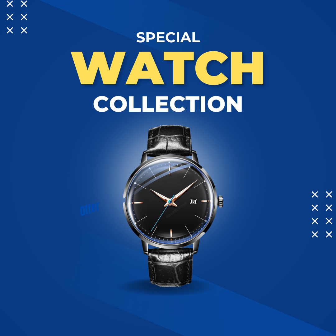 Blue and Yellow Watch Modern Professional Offers Post