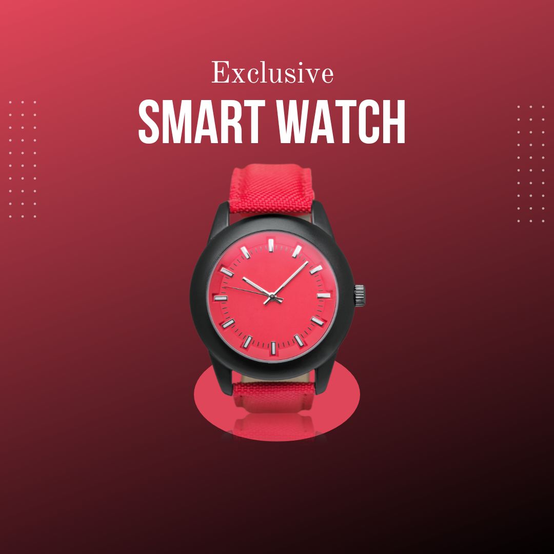 White And Red Modern Smart Watch Sale Instagram Post